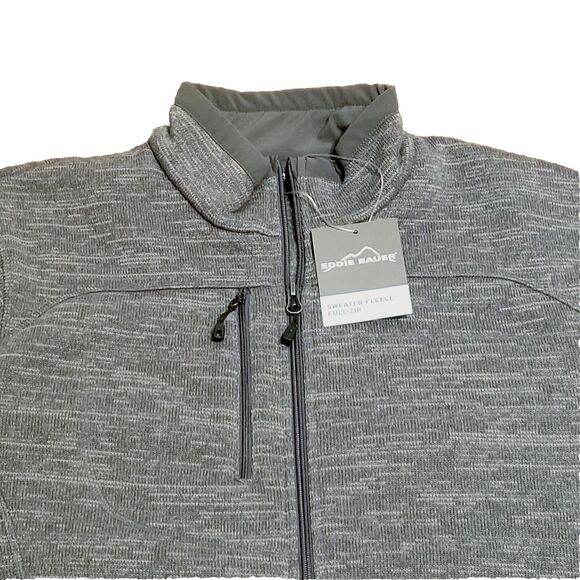 NWT Eddie Bauer EB250 Sweater Fleece Full Zip Men Size XL Gray Jacket Heathered - Picture 2 of 5